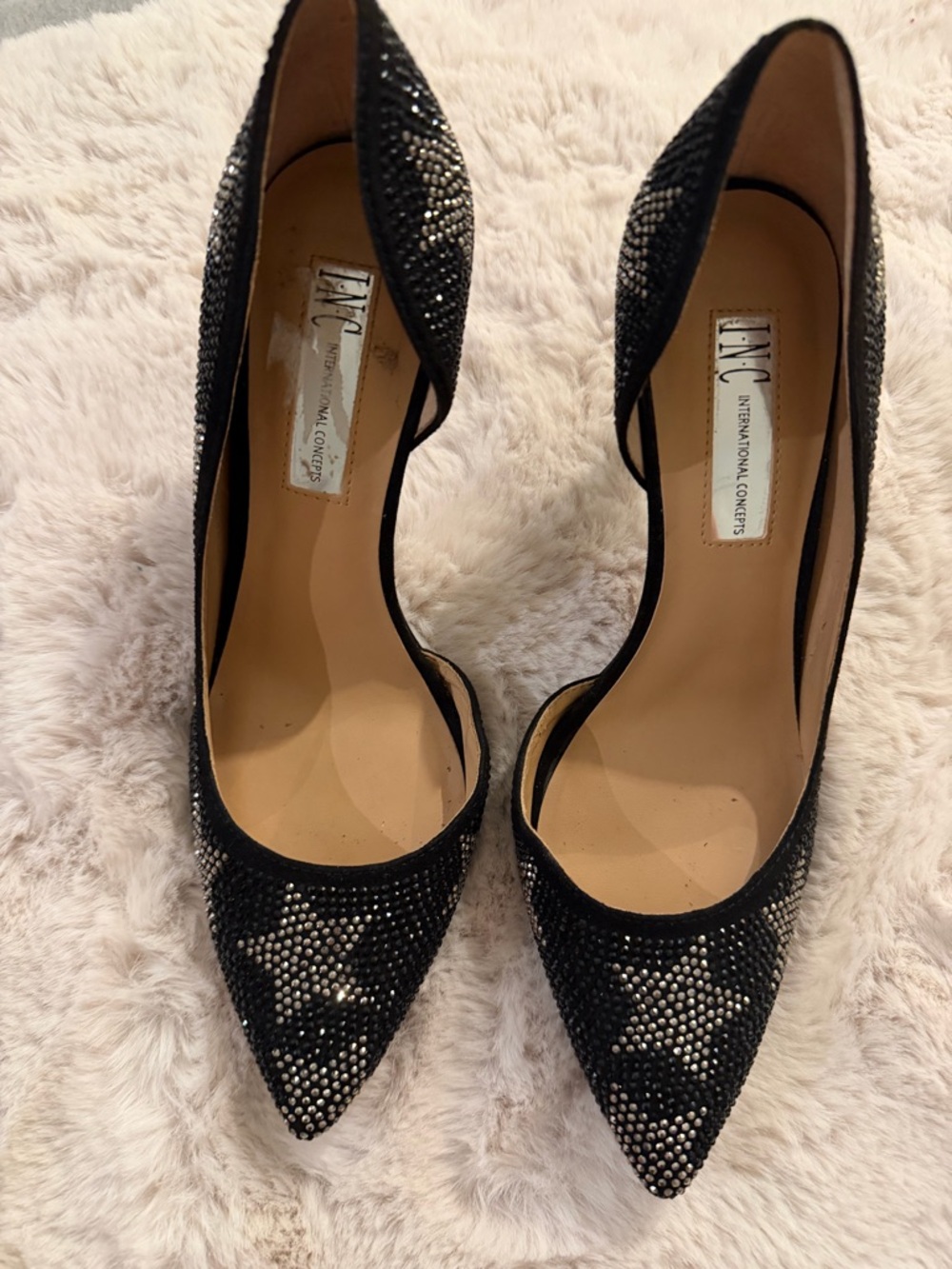 INC International Concepts Black Crystal D'Orsay Heels